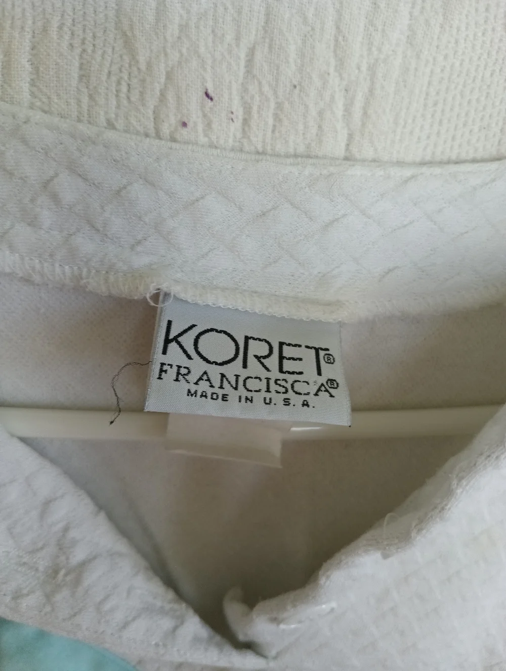 Koret White Floral Panel Colorblock Sweater Vintage Pastel Pink Blue Textured LG - Picture 10 of 12